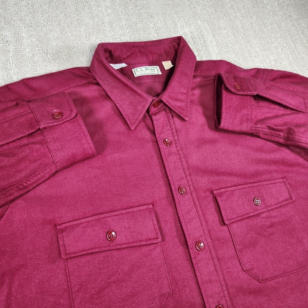 Vintage LL Bean Shirt Men 18 Tall Chamois Flannel USA Made Heavy Cotton Button